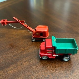 2 Hallmark Tonka Christmas Tree Holiday Ornaments Dump Truck & Steam Shovel